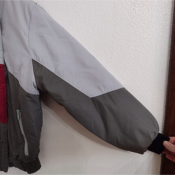 Vintage Polaris Union Made Snowmobile Jacket Full Zip Womens M Gray Burgundy - Picture 8 of 10